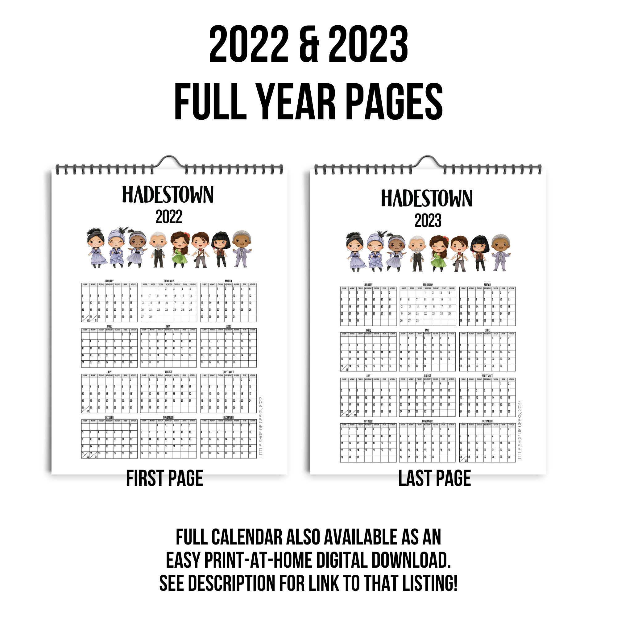 Hadestown 2022 Wall Calendar - Broadway Musical Gift Desk Office - Year at a Glance 2022-2023