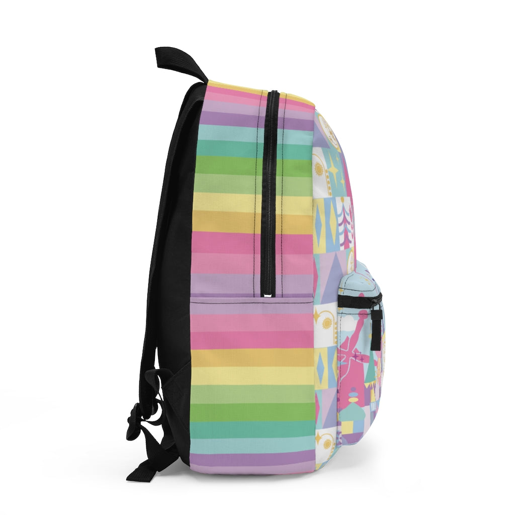 Small World Backpack - Laptop Compartment and Bottle Pocket - WDW Rainbow Magic Kingdom Illustration