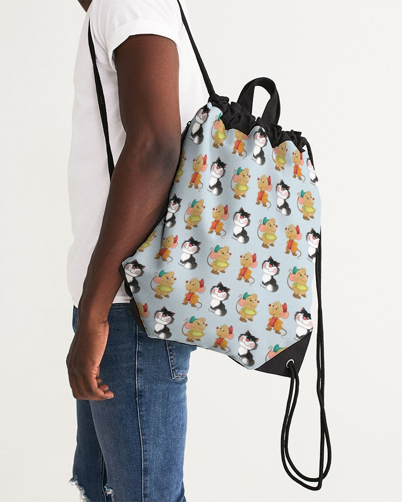 Cinderelly Cat and Mouse Canvas Drawstring Bag