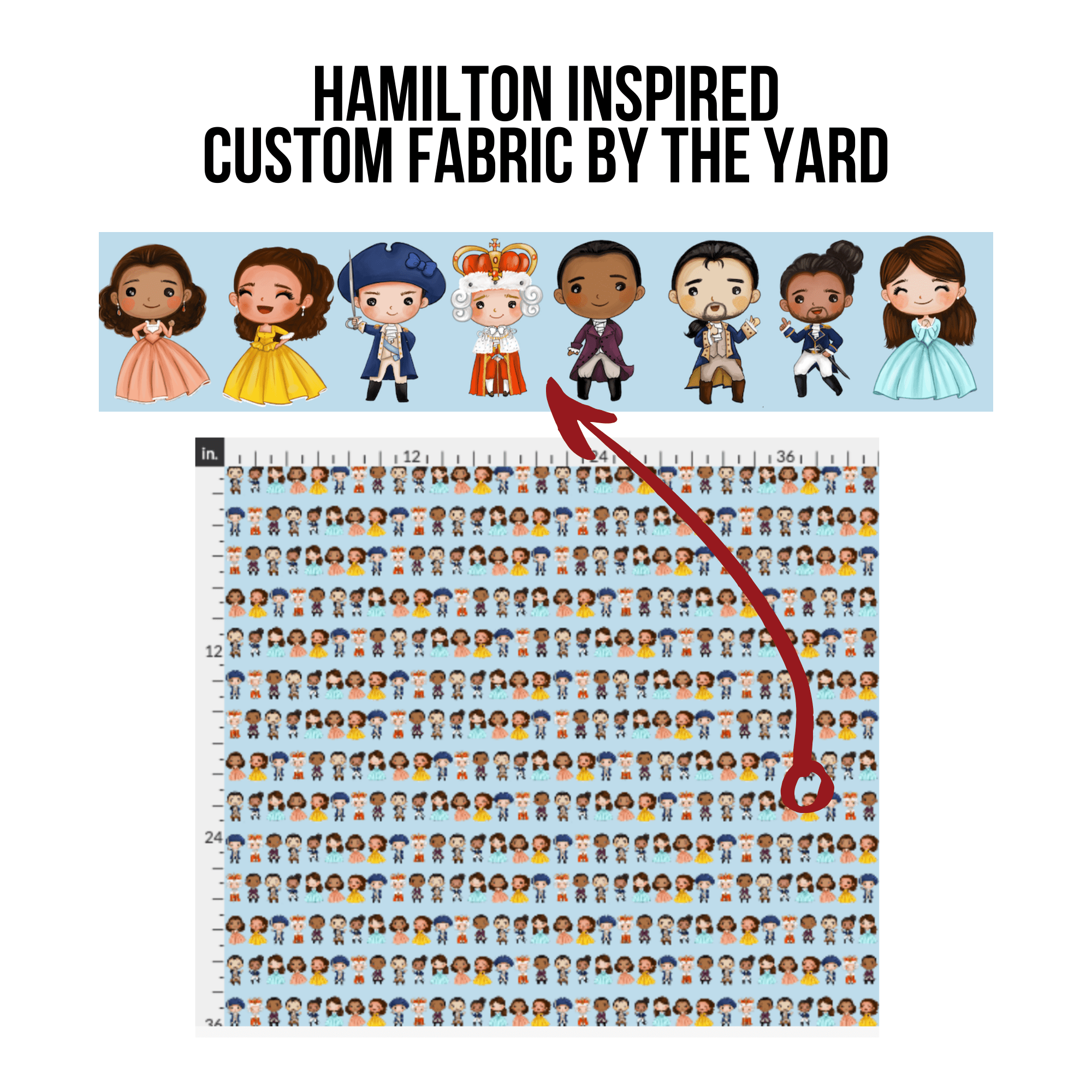 Hamilton Fan Print Fabric - Little Shop of Geeks