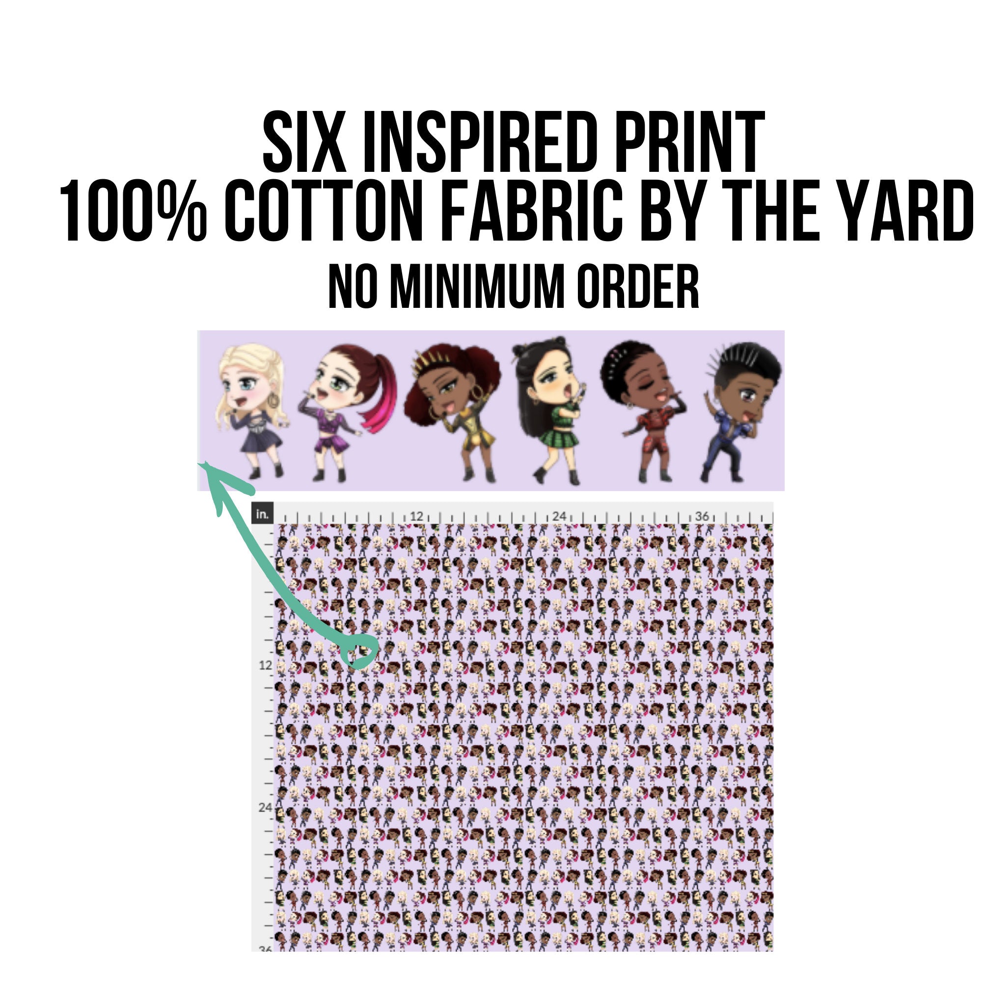 SIX the Musical Fan Fabric - Custom Fabric Design
