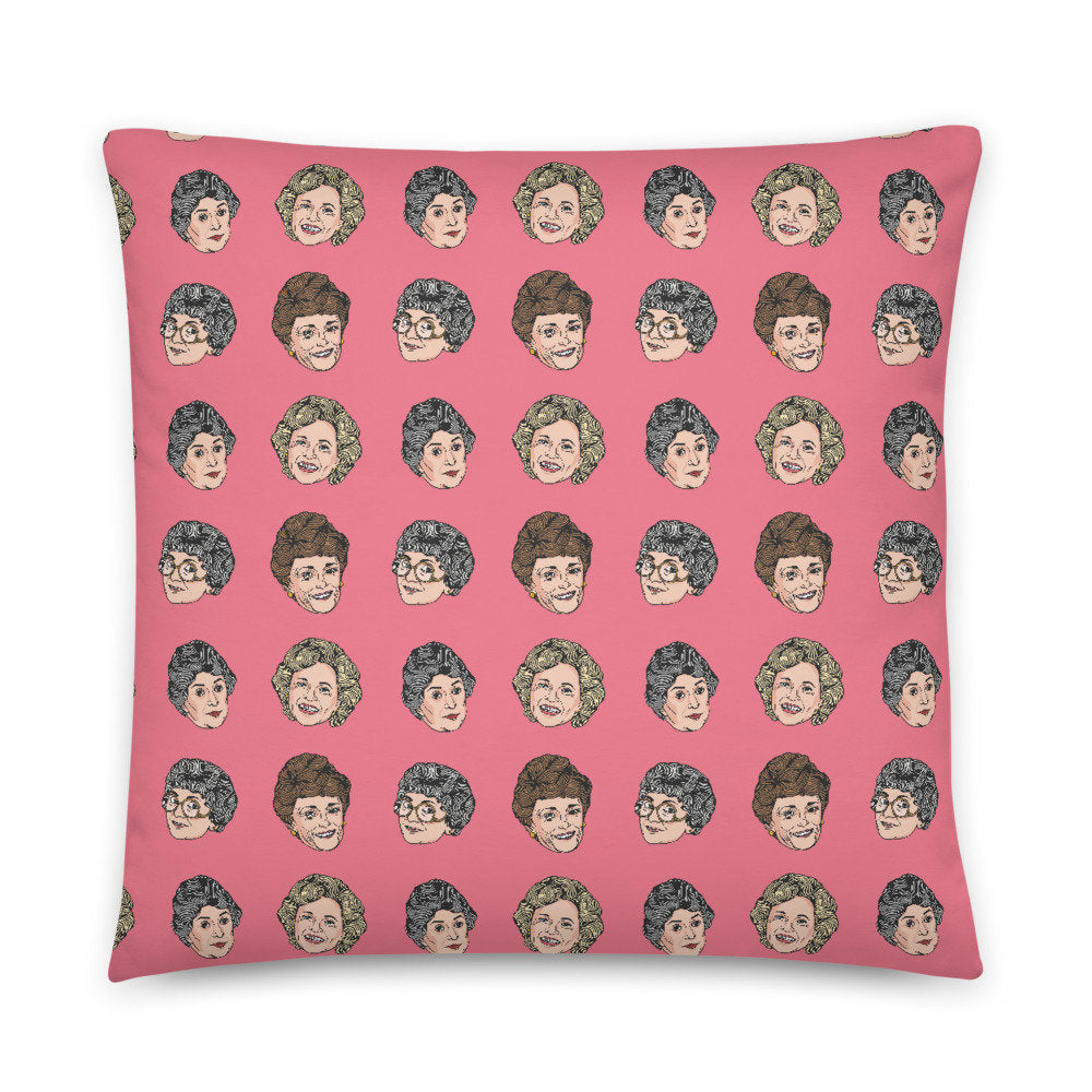 Golden Girls Throw Pillow (Pillowcase with Optional Insert) - Pink Sophia Blanche Dorothy Rose