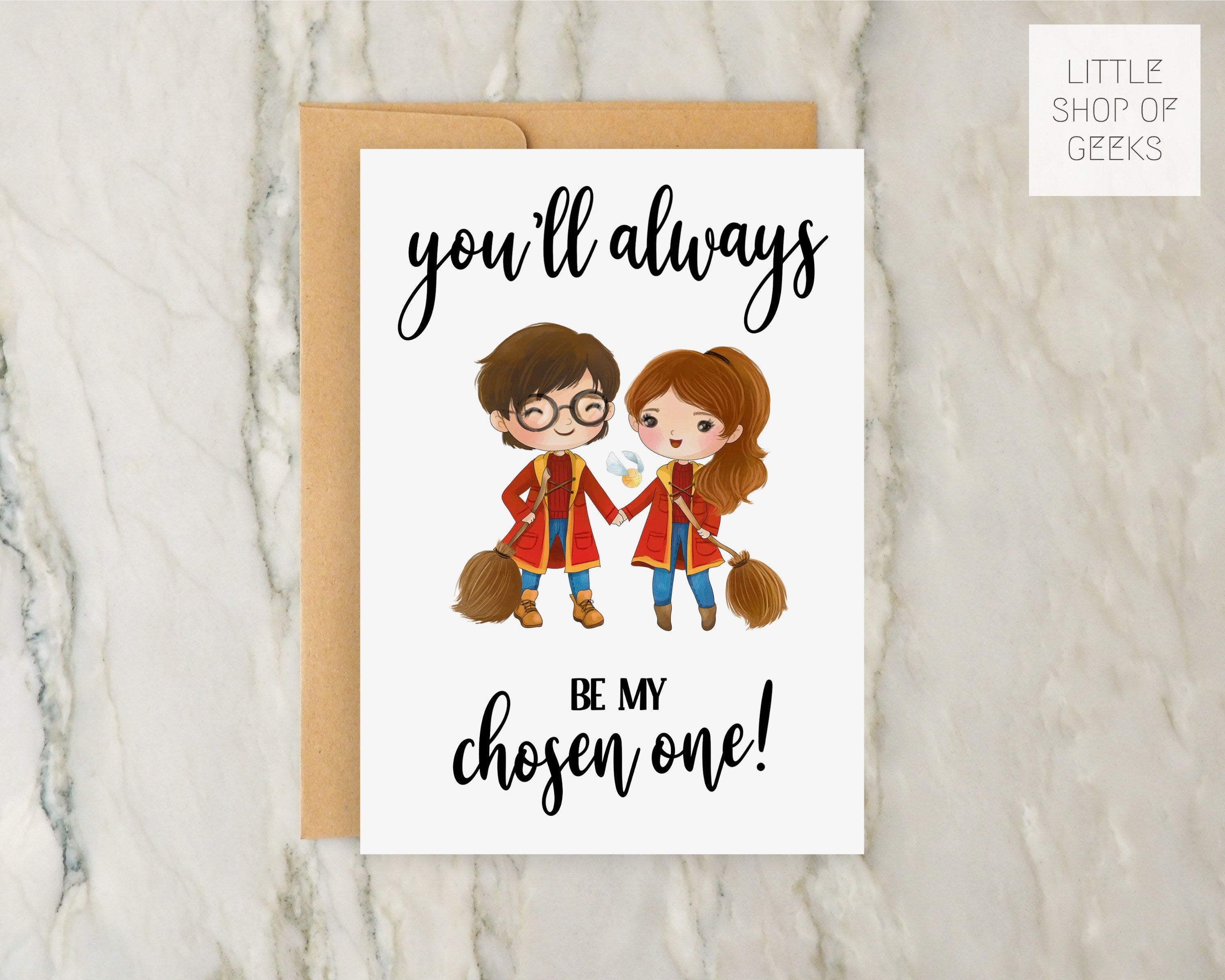 Wizard Love Card - Seeker Catch - Geeky Nerdy Geek Nerd Greeting Card Valentine Valentine&#39;s V-Day - Adorable Cute Illustration