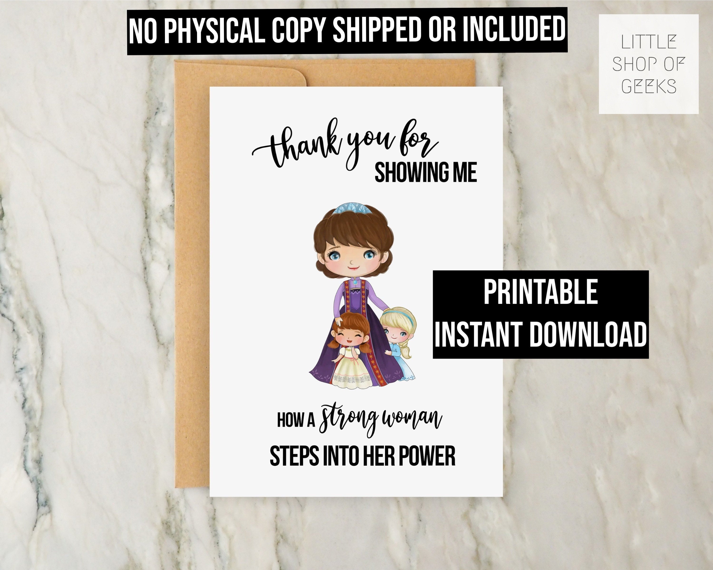 Ice Queen Movie Pop Culture Cute Illustration Strong Woman Mom and Daughters Greeting Instant Download
