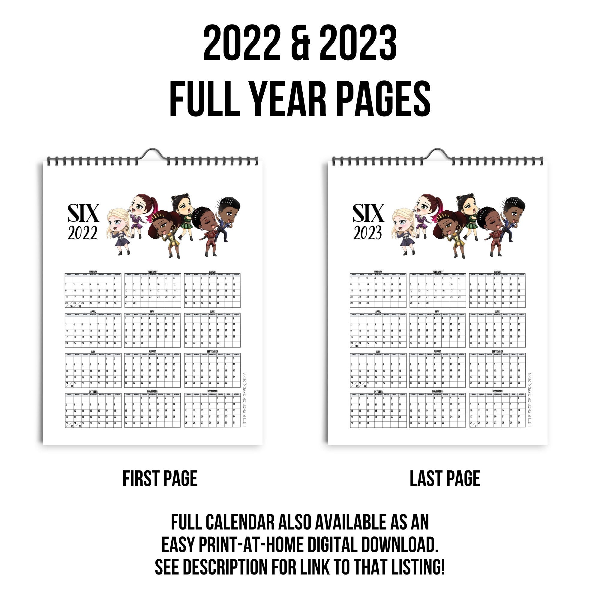 2022 Wall Calendar Six the Musical Broadway