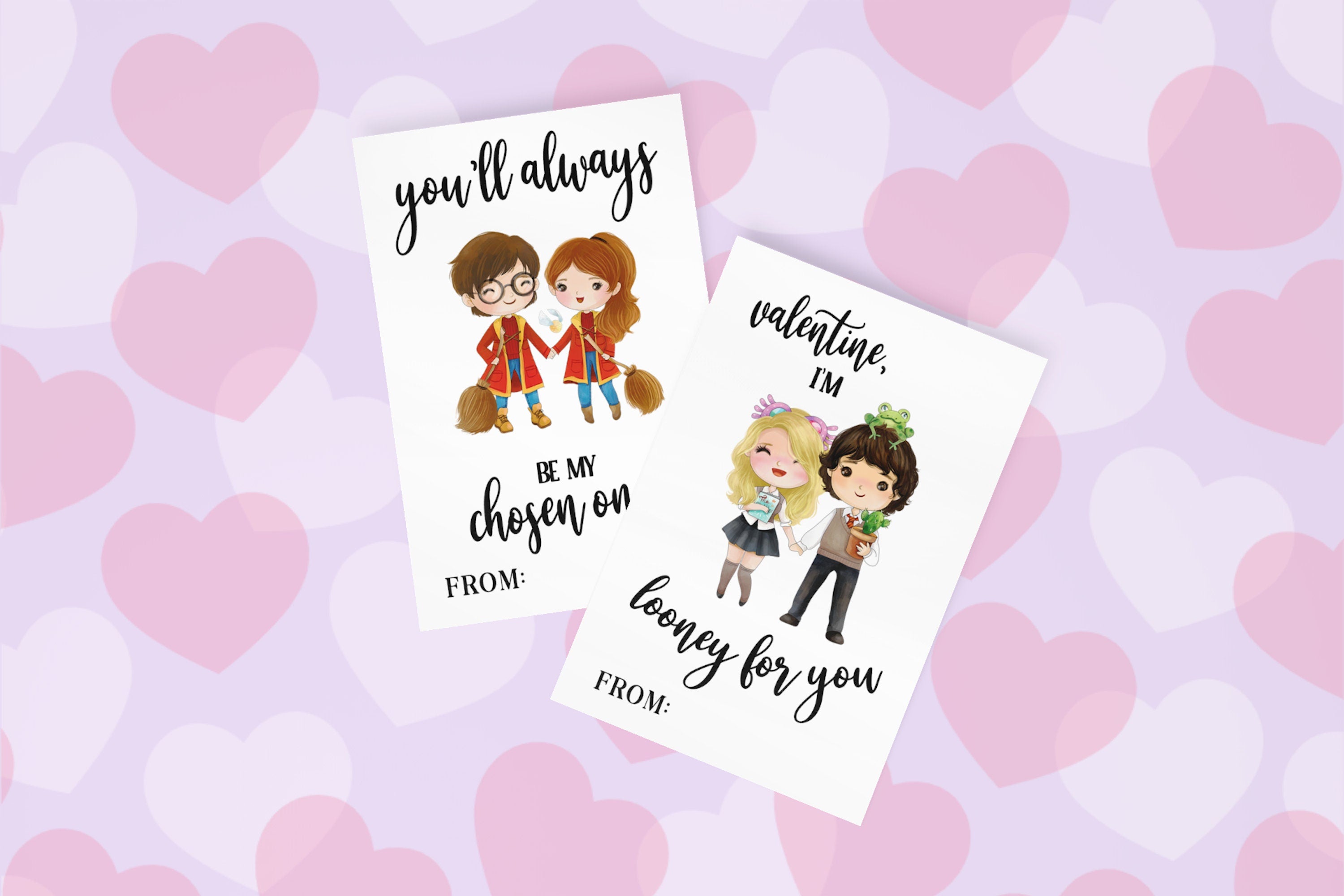 PRINTABLE Wizard Valentines Kids Magic Witch Pop Culture Cute Funny Nerdy HP Valentine VDay Valentine's Magical Instant Download Digital