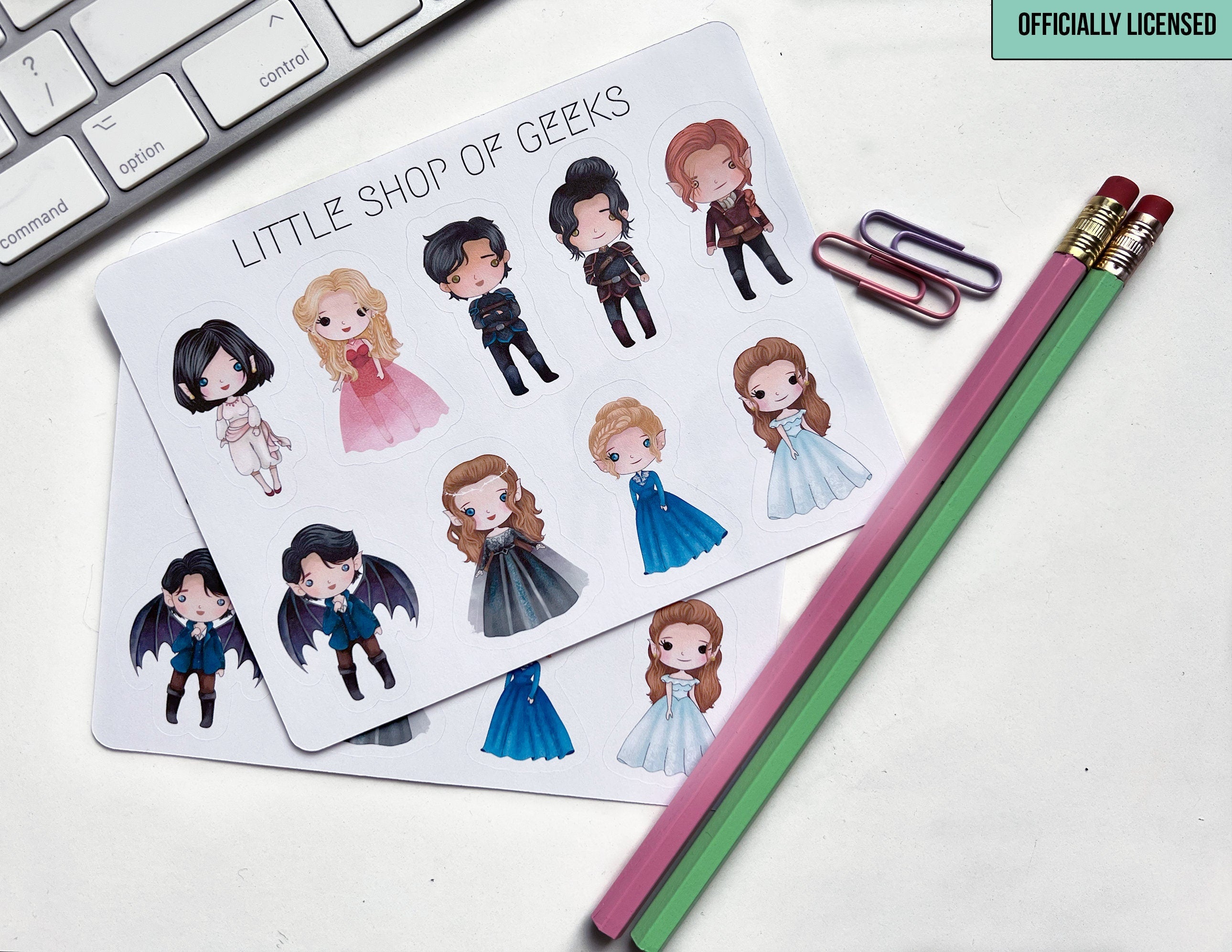 ACOTAR Sticker Sheet - Officially Licensed A Court of Thorns and Roses Sarah J Maas Rhys Waterproof Water Bottle Laptop Planner Stickers